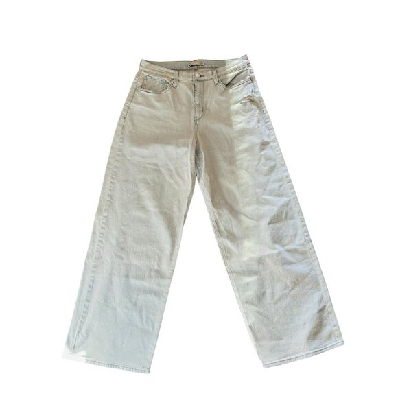 SO Super High Rise Wide Leg Jeans 13/31W Light Wash Distressed Casual Minimalist - Picture 14 of 14